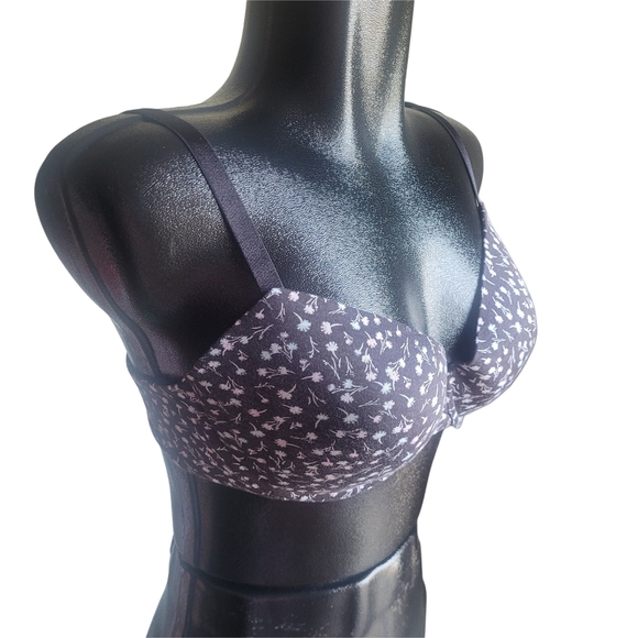 La Vie En Rose Black Floral Print Bra 38C - Picture 2 of 4